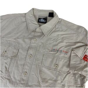 PNB Nation Men’s Medium Short Sleeve Button Front Shirt Cotton Blend, Pockets